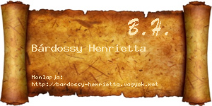 Bárdossy Henrietta névjegykártya